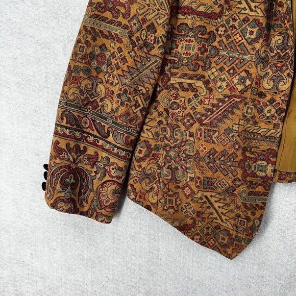 Ellen Tracy Blazer Jacket Womens 6 Aztec 100% Wool Tapestry BOHO Jacket Career - Picture 6 of 14